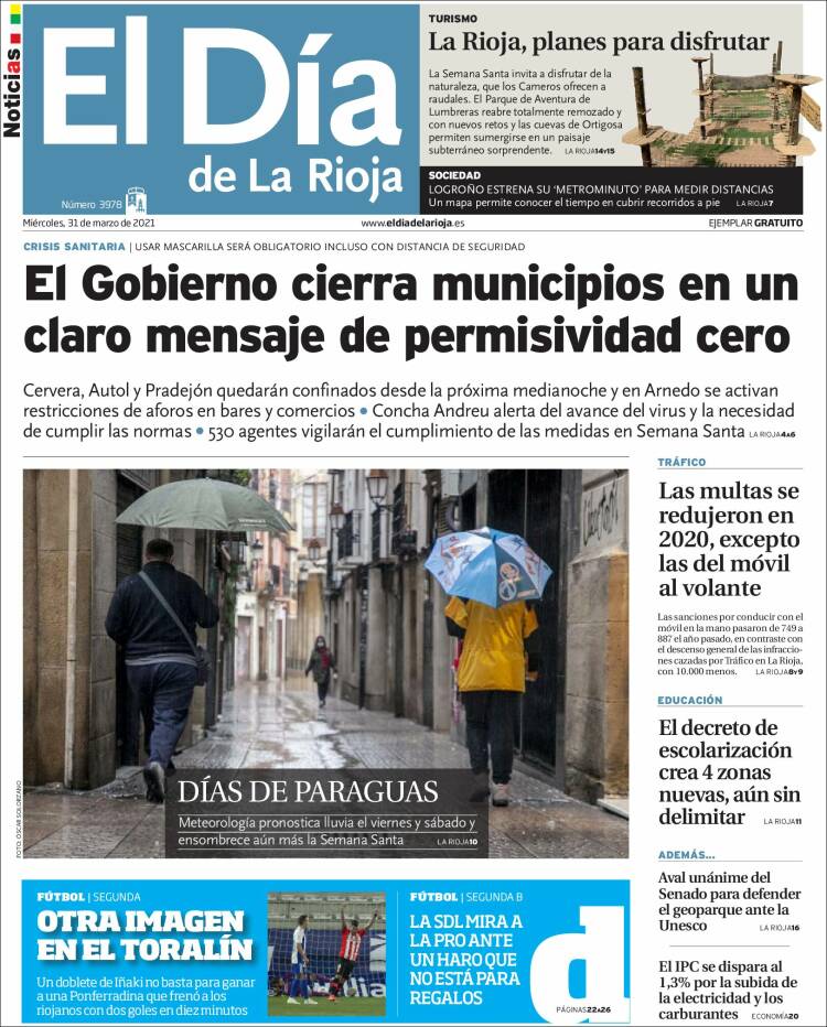 Portada de El Día de La Rioja (España)