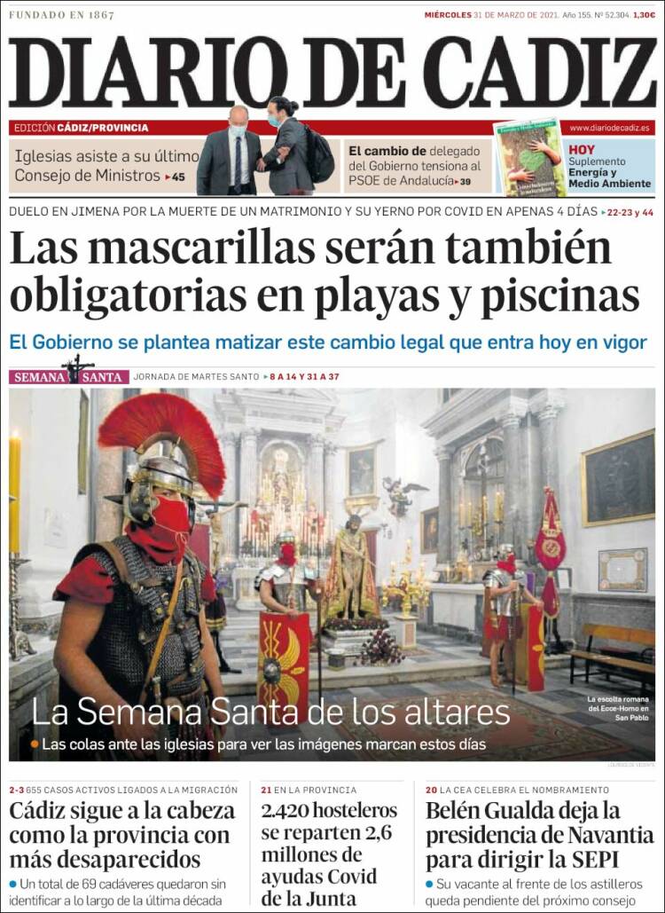 Portada de Diario de Cádiz (España)