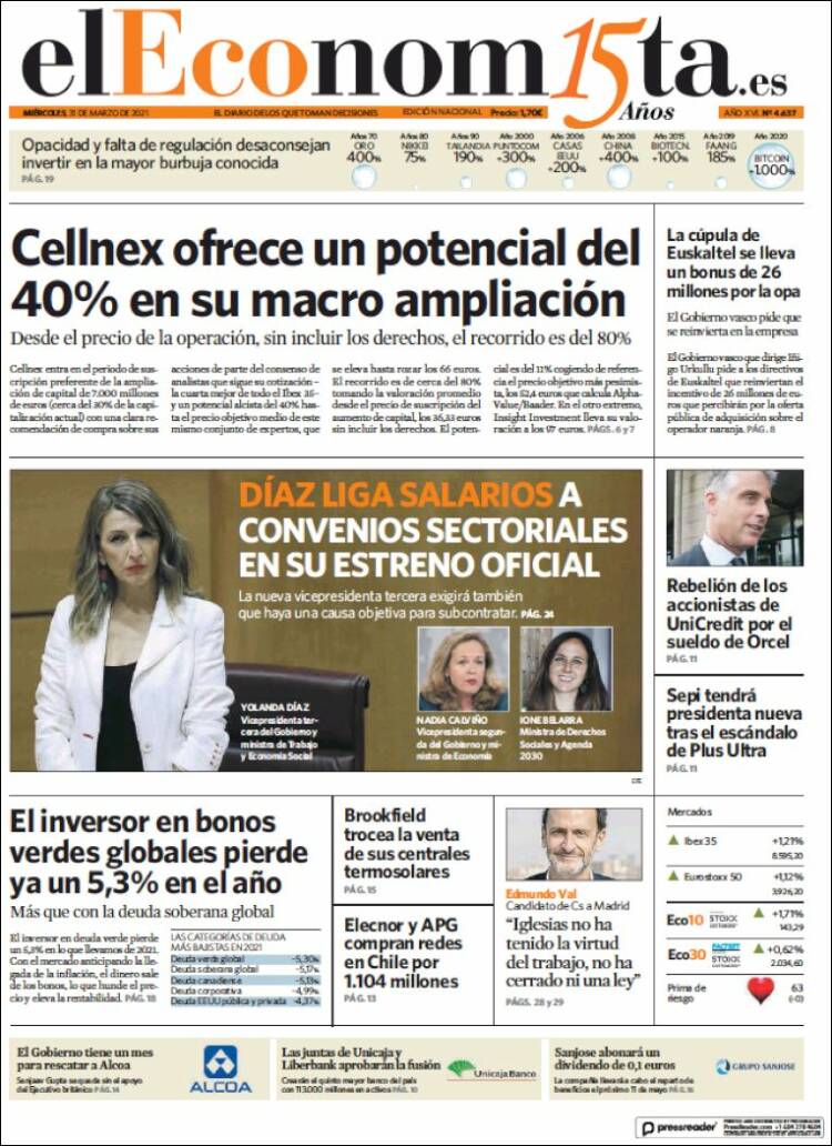 Portada de El Economista (Espa&ntilde;a)