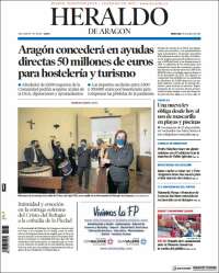 Portada de Heraldo de Aragón (España)