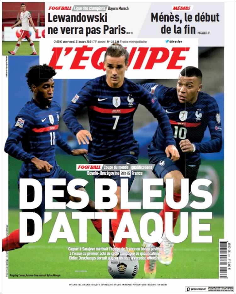 Portada de L'Equipe (Francia)