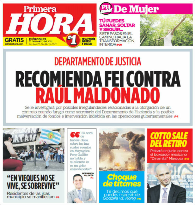 Portada de Primera Hora (Puerto Rico)