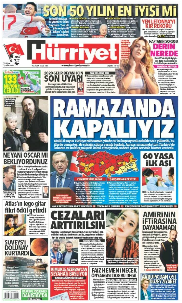 Portada de Hürriyet (Turquie)