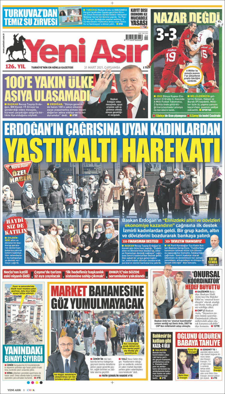 Portada de Yeni Asır (Turquie)