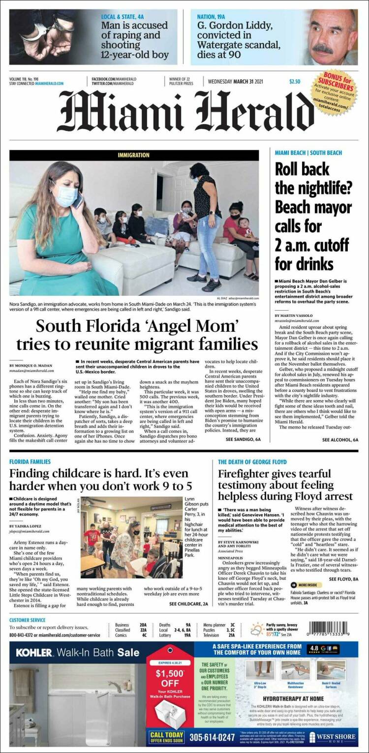 Portada de Miami Herald (USA)