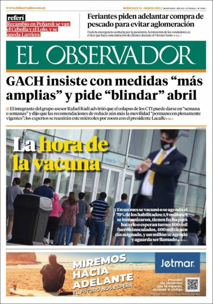 Portada de El Observador (Uruguay)
