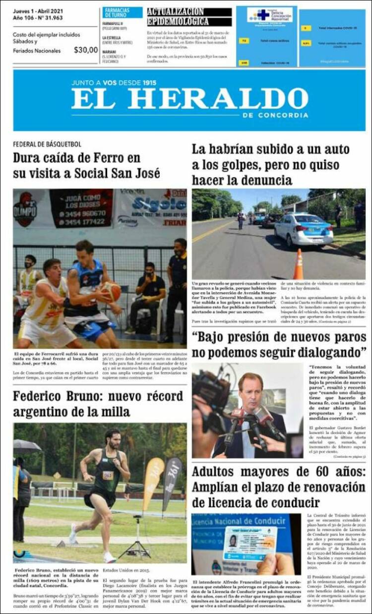 Portada de El Heraldo de Concordia (Argentina)