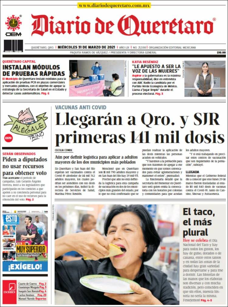 Portada de Diario de Querétaro (México)