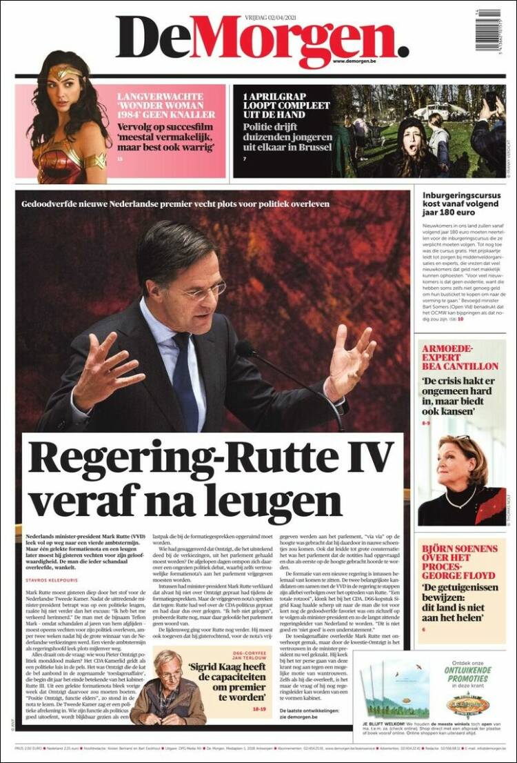 Portada de De Morgen (B&eacute;lgica)