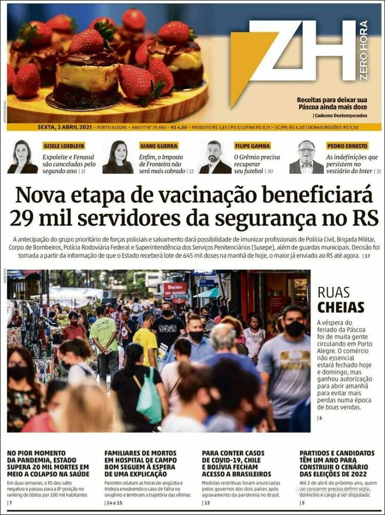 Portada de Zero Hora (Brasil)