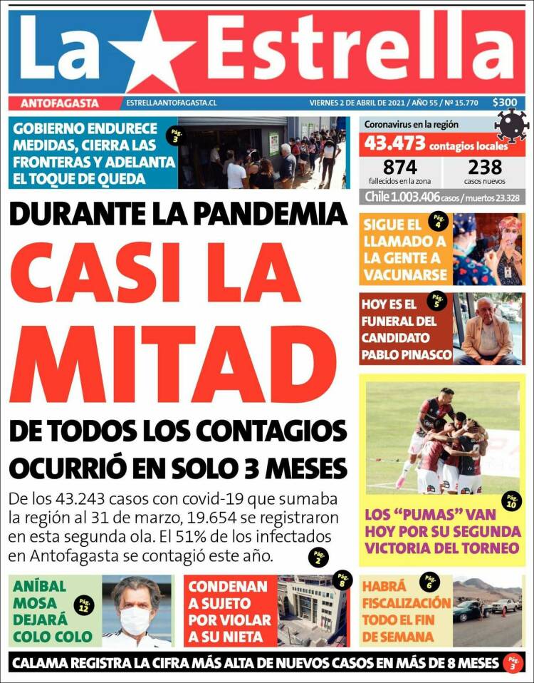 Portada de La Estrella del Norte (Chile)