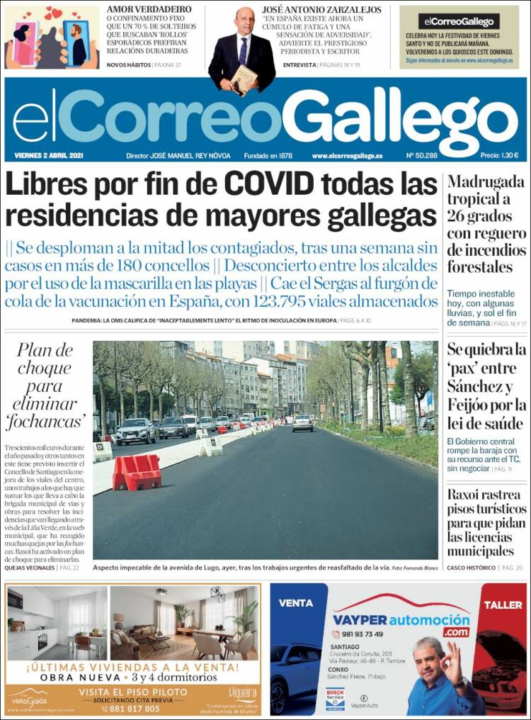 Portada de El Correo Gallego (España)