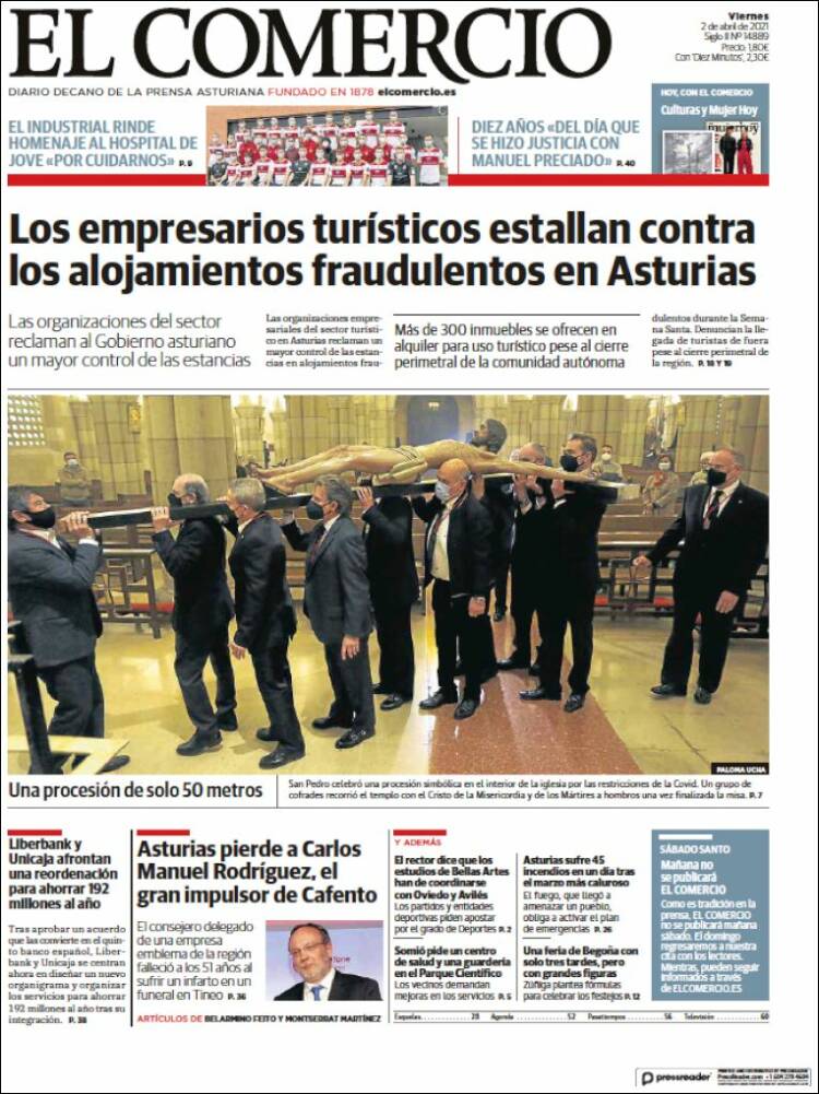 Portada de El Comercio - Gijón (España)