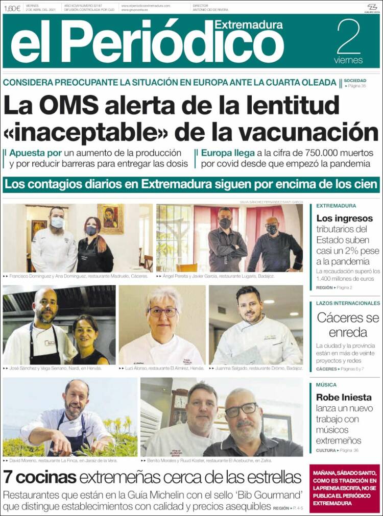 Portada de El Periódico de Extremadura (España)