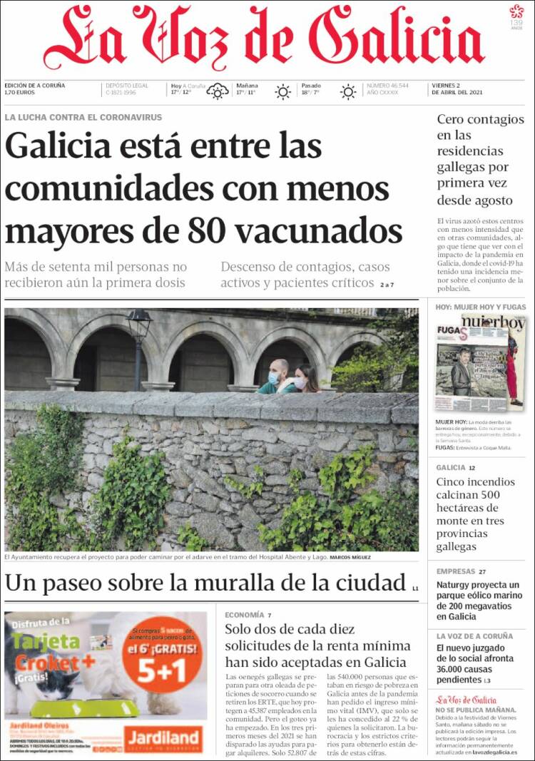 Portada de La Voz de Galicia (España)