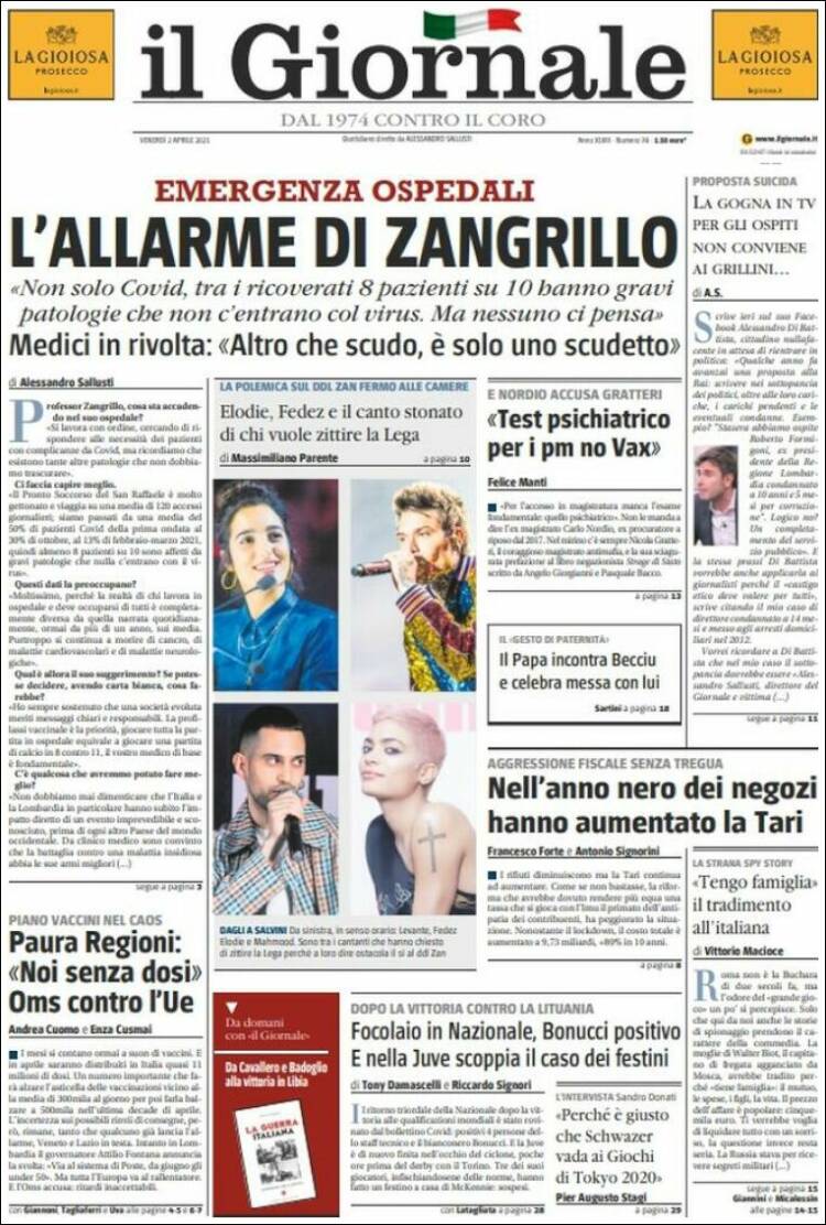 Portada de il Giornale (Italia)