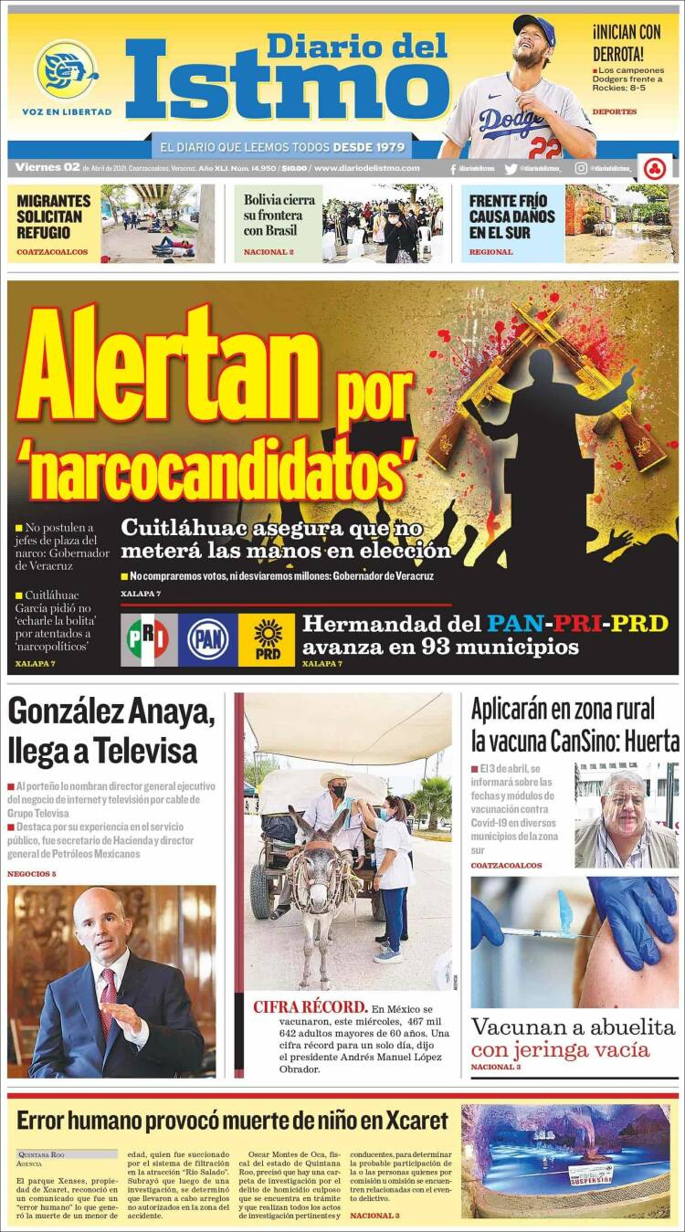 Portada de Diario del Istmo - Voz en Libertad (México)