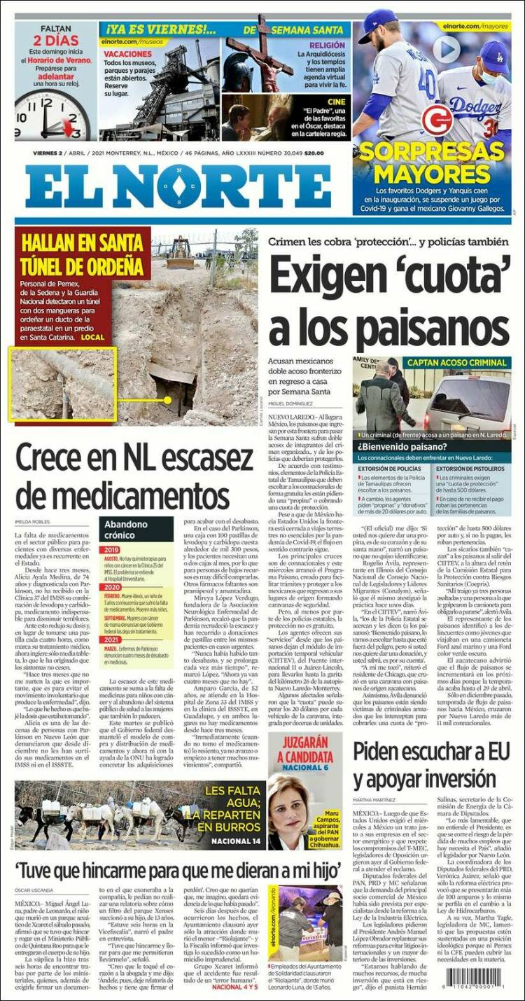 Portada de El Norte (México)