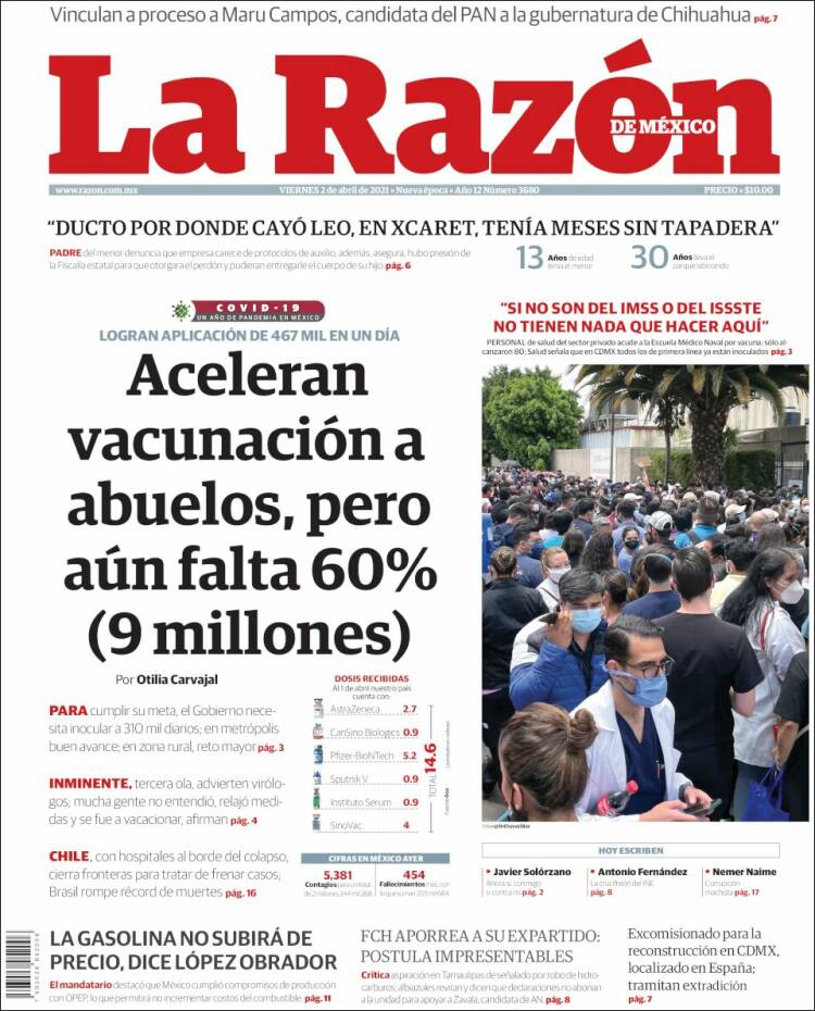 Portada de La Razón (México)