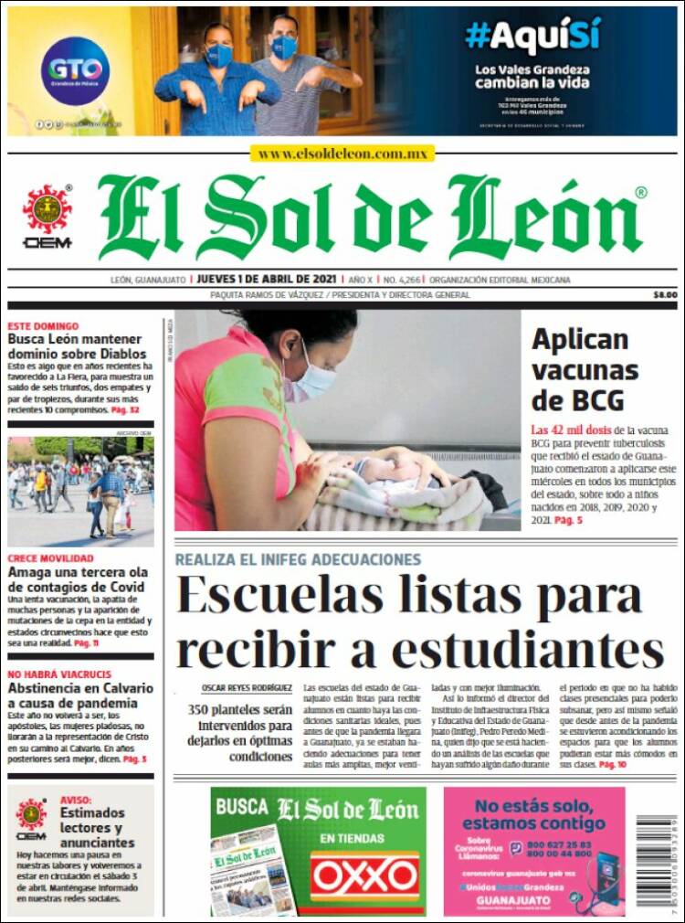 Portada de El Sol de León (México)