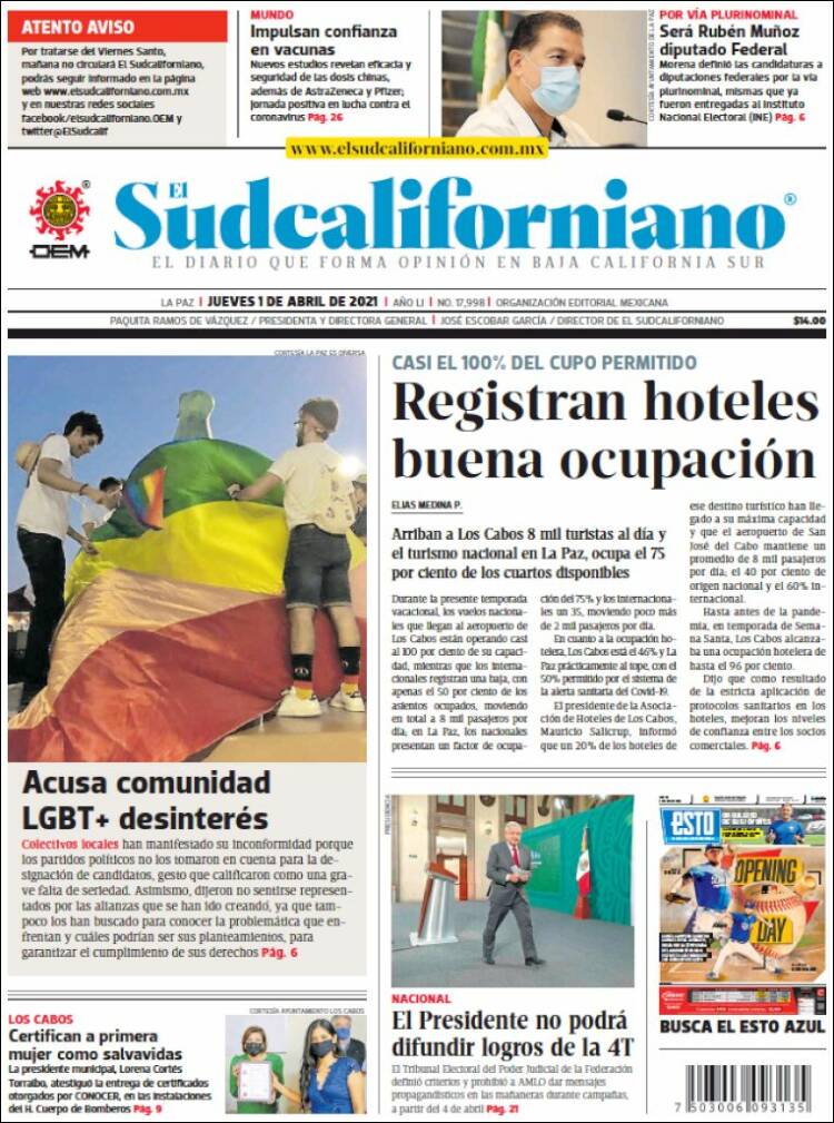 Portada de El Sudcaliforniano (México)