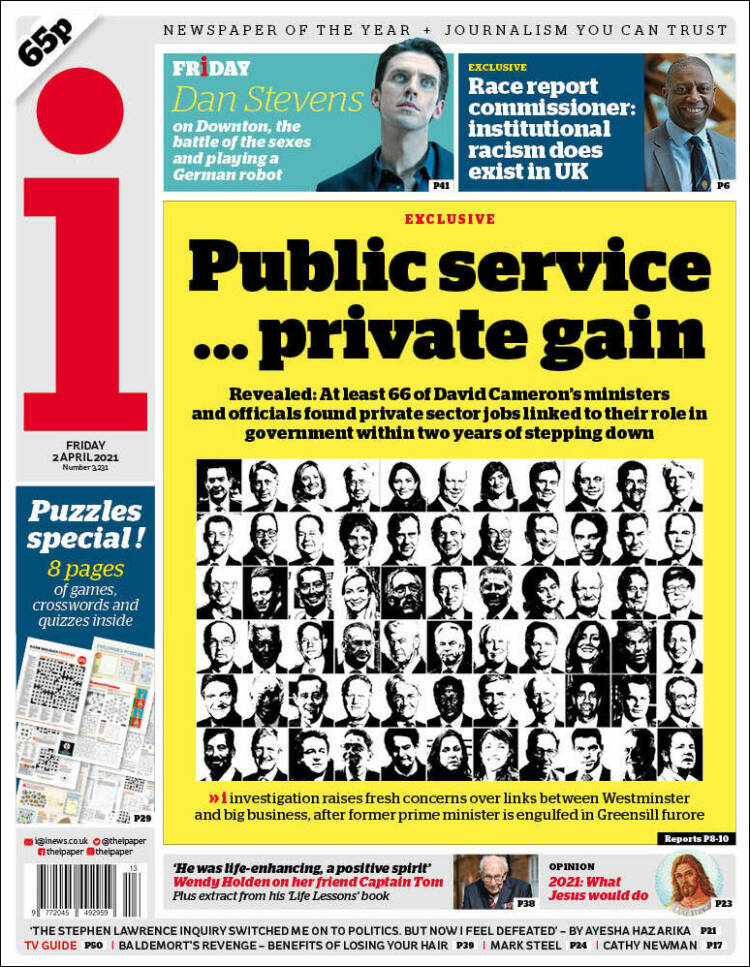 Portada de The i (Reino Unido)