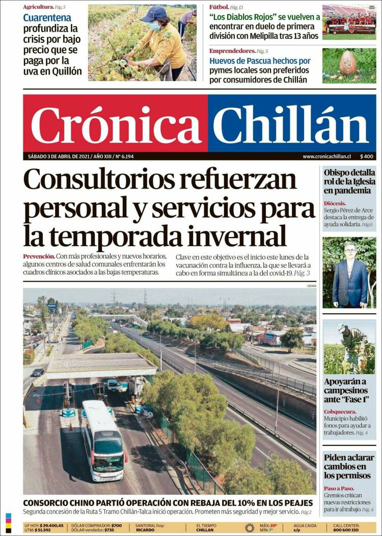 Portada de Crónica Chillán (Chile)