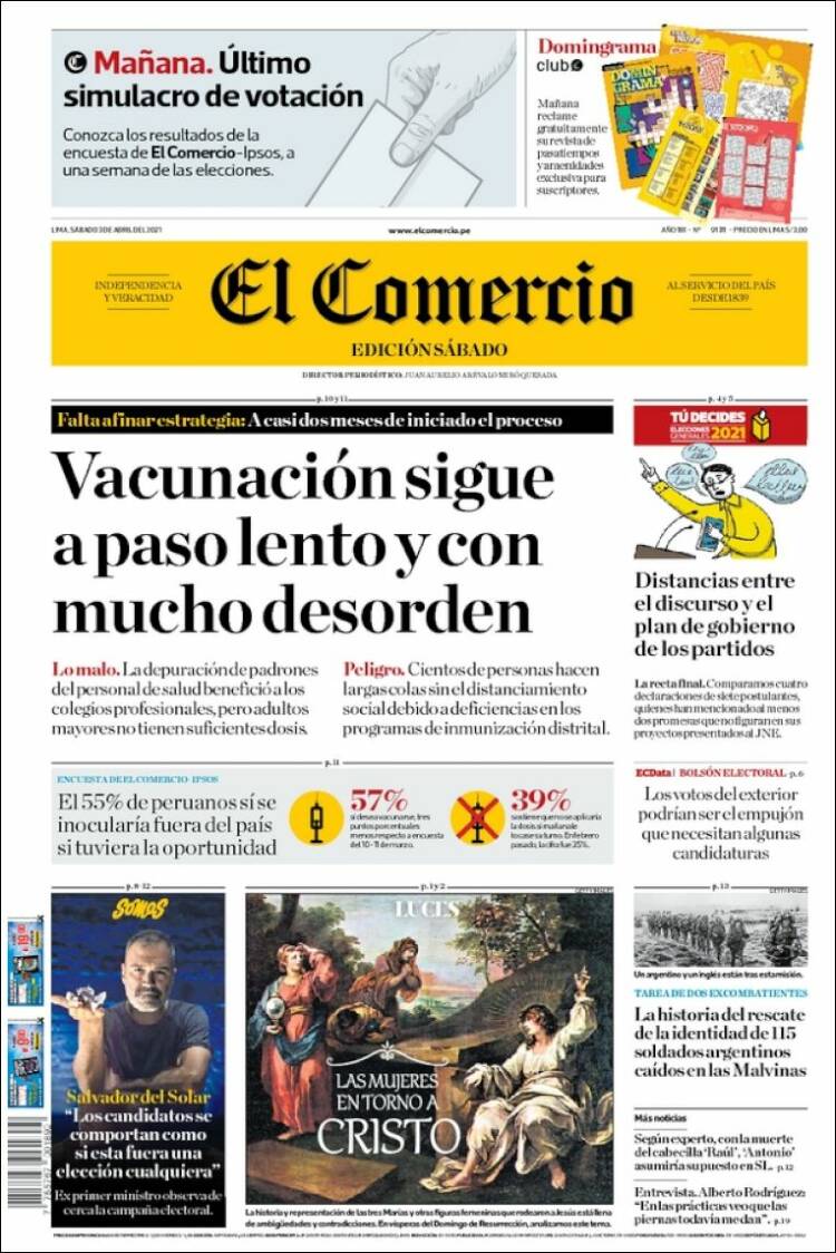 Portada de El Comercio (Perú)