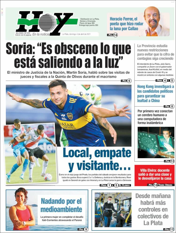 Portada de Diario Hoy (Argentina)