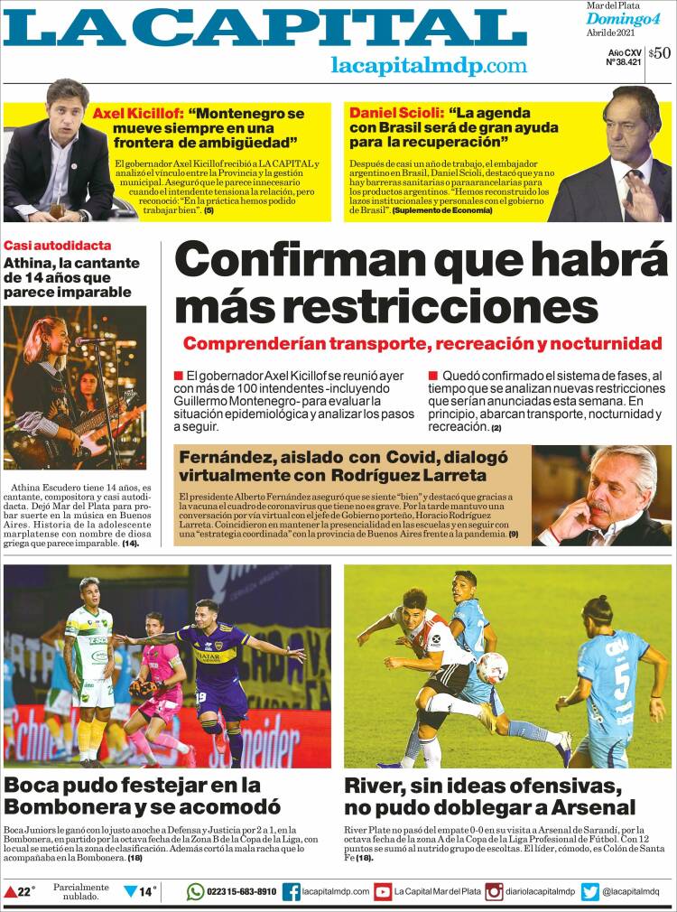 Portada de Diario La Capital - Mar del Plata (Argentina)