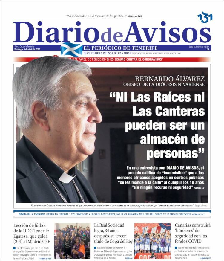 Portada de Diarios de Avisos (España)