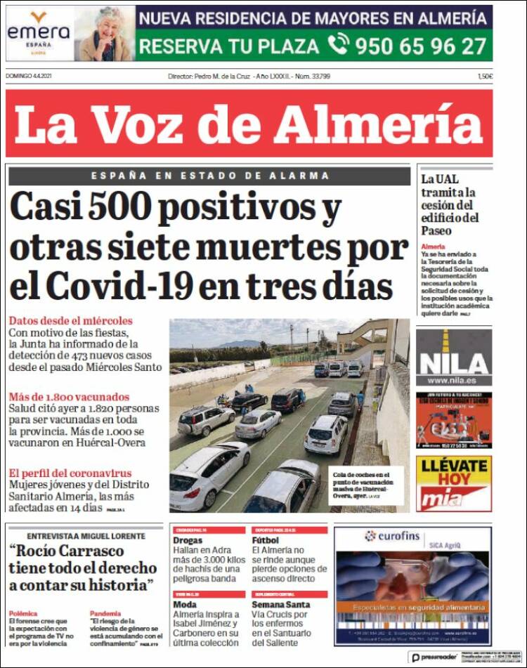 Portada de La Voz de Almería (España)