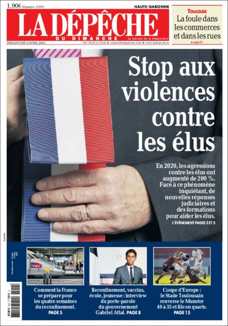 Portada de La Dépêche du Midi (Francia)