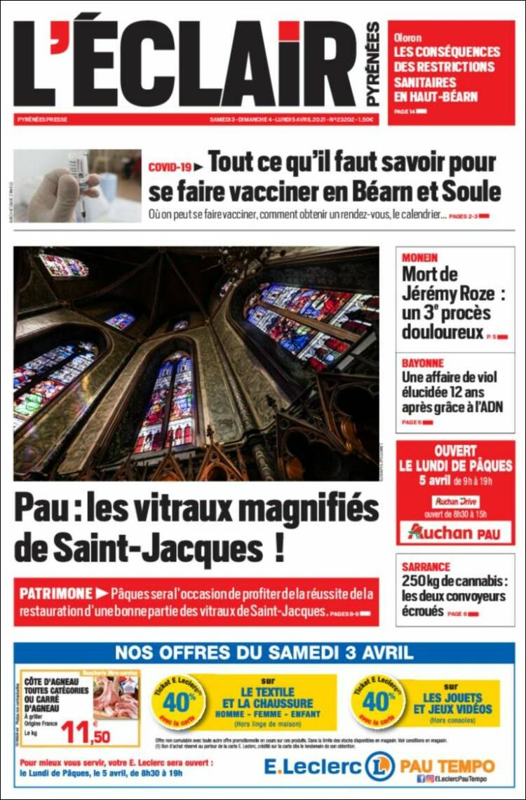 Portada de L'Eclair des Pyrénées (Francia)