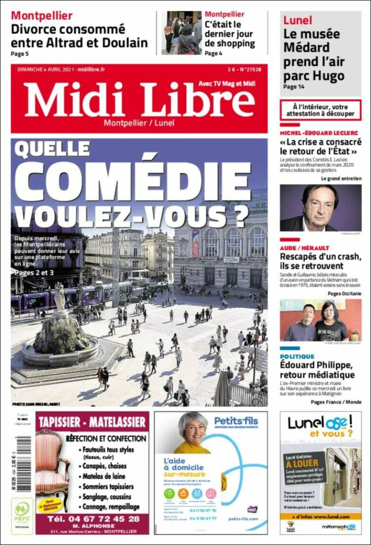 Portada de Midi Libre (Francia)