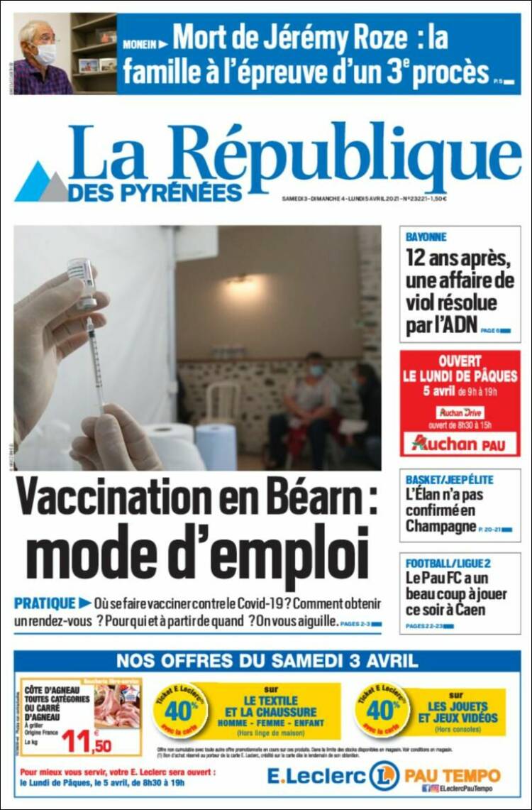 Portada de La République des Pyrénées (Francia)