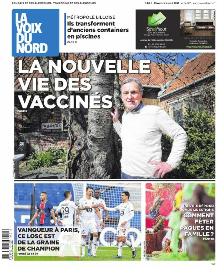 Portada de La Voix du Nord (Francia)