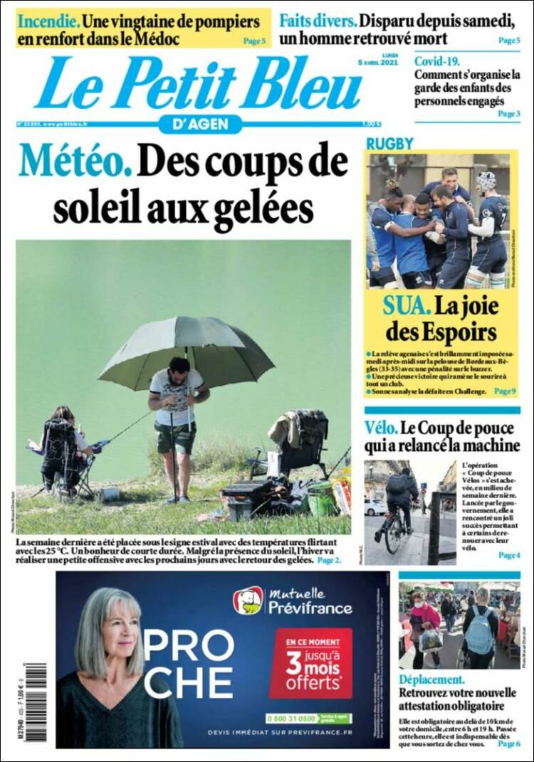 Portada de Le Petit Bleu (Francia)