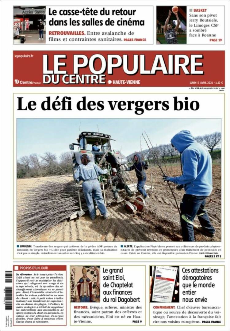 Portada de Le Populaire du Centre (Francia)