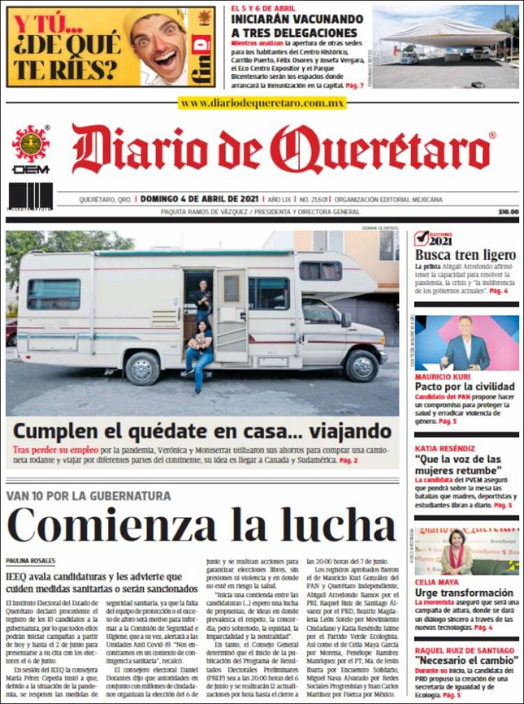 Portada de Diario de Querétaro (México)