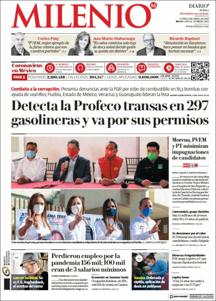 Portada de Milenio de Puebla (México)