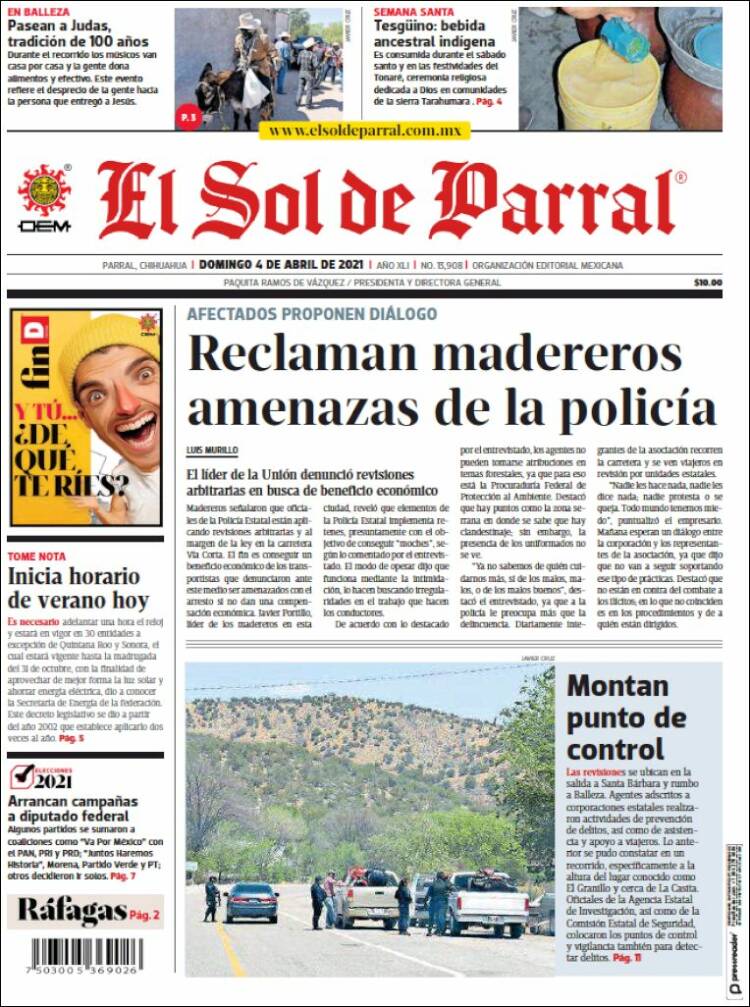 Portada de El Sol de Parral (México)