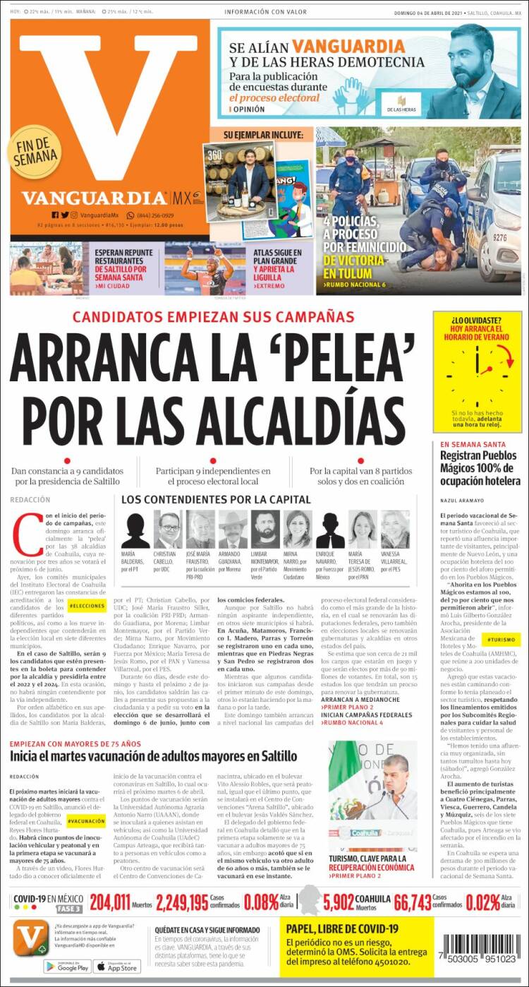 Portada de Vanguardia (México)