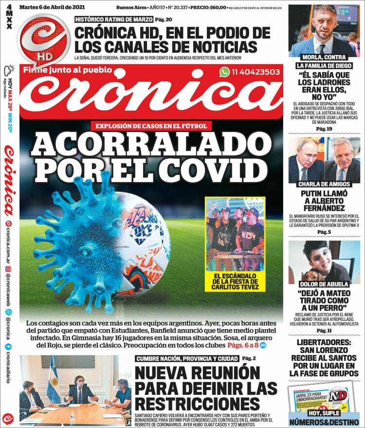 Portada de Crónica (Argentina)