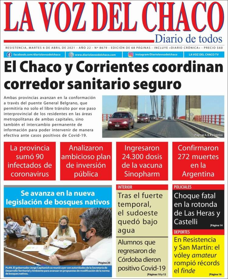 Portada de La Voz del Chaco (Argentina)