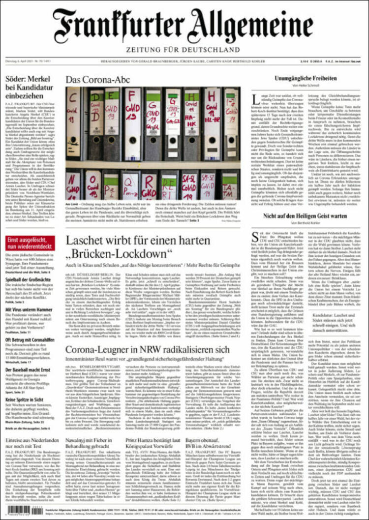 Portada de Frankfurter Allgemeine (Alemania)