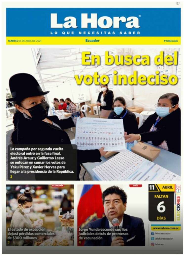 Portada de La Hora - Ecuador (Ecuador)
