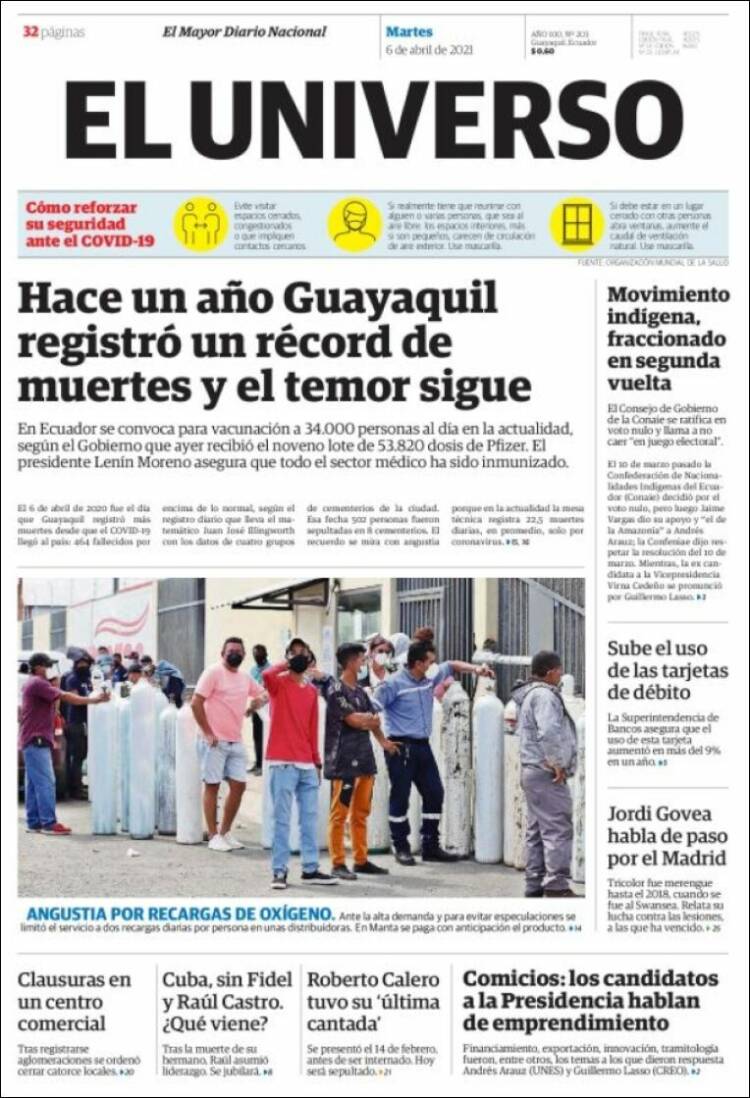 Portada de El Universo - Ecuador (Ecuador)
