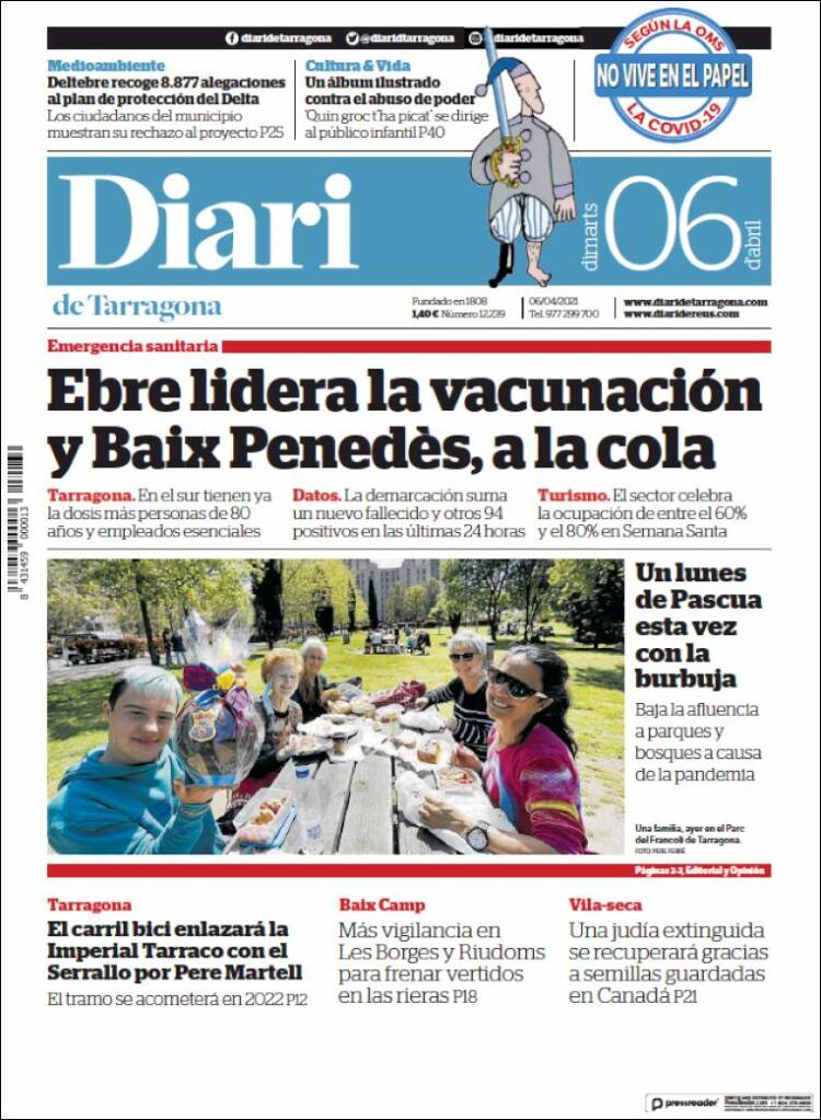 Portada de Diari de Tarragona (España)