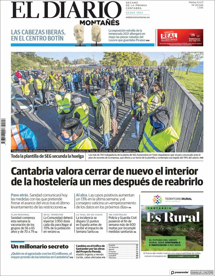 Portada de El Diario Montañés (España)